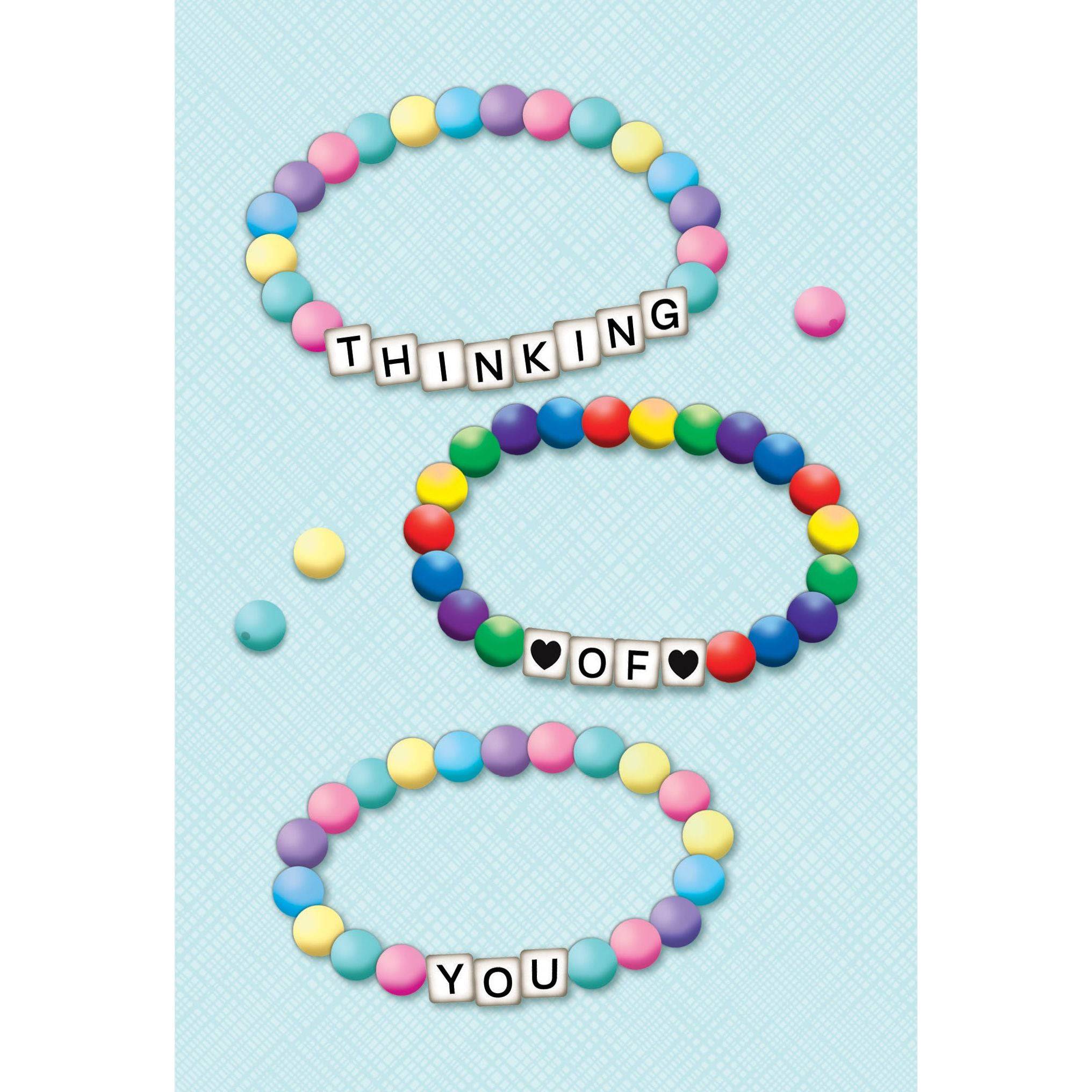 Pictura friendship bracelet-themed thinking of you card from the Everyday Cards collection, featuring colorful bracelet illustrations.